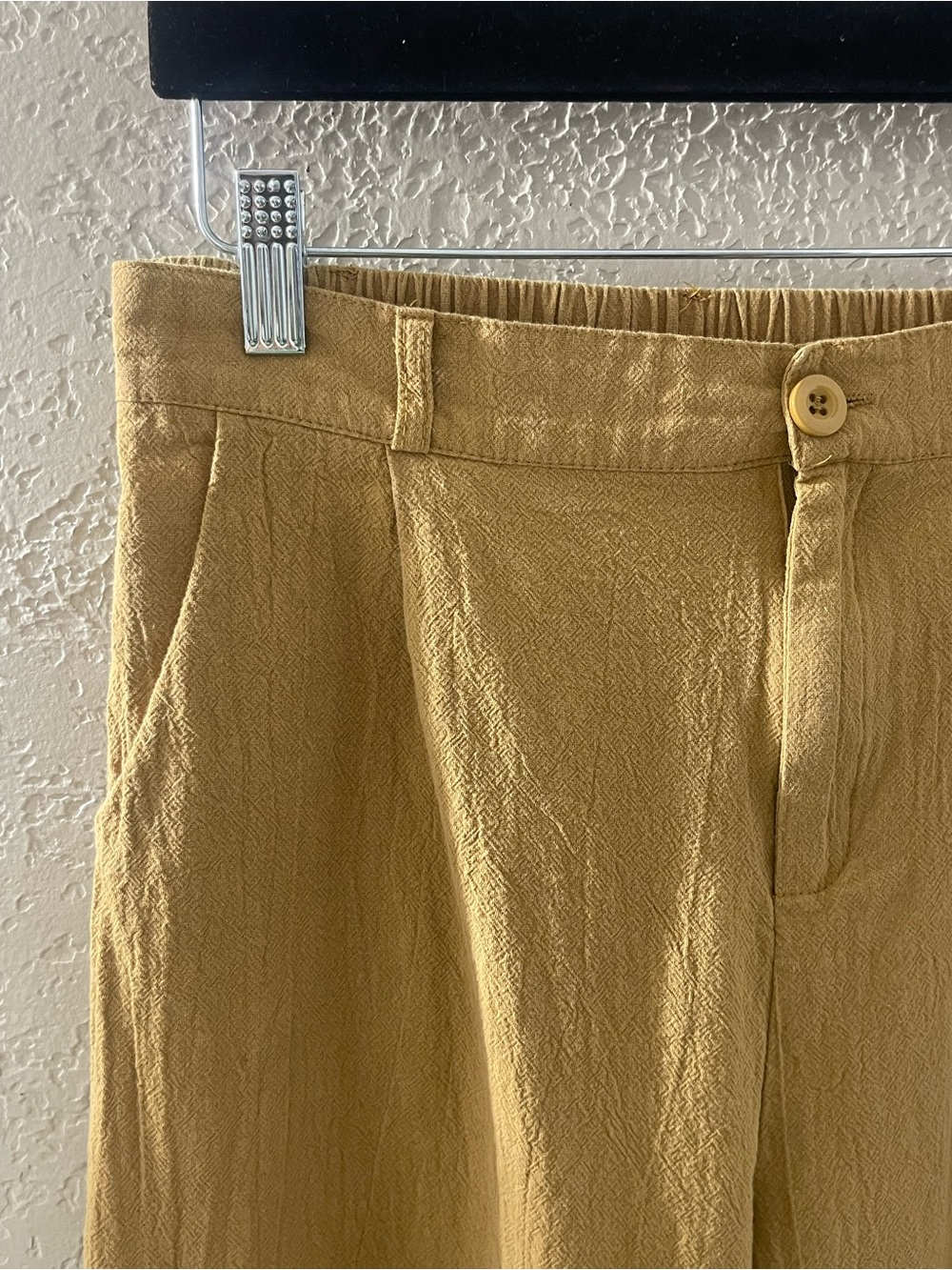 Women’s Wide-Leg Linen-Blend Pants in Mustard Medium - Picture 4 of 7